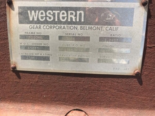 700 HP @ 3614 RPM, Western Catlog #1379, 1100 RPM out, 3.28 :1 ratio, 1.97 service factor (2 available) - Image 3
