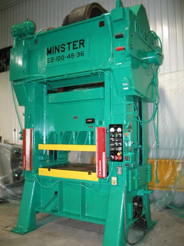 100 Ton, Minster #E2-100-48-36, straight side double crank press, 3" stroke, 18.7" Shut Height, 6" adj., 48" - Image 1