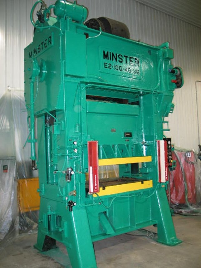 100 Ton, Minster #E2-100-48-36, straight side double crank press, 3" stroke, 18.7" Shut Height, 6" adj., 48" - Image 3