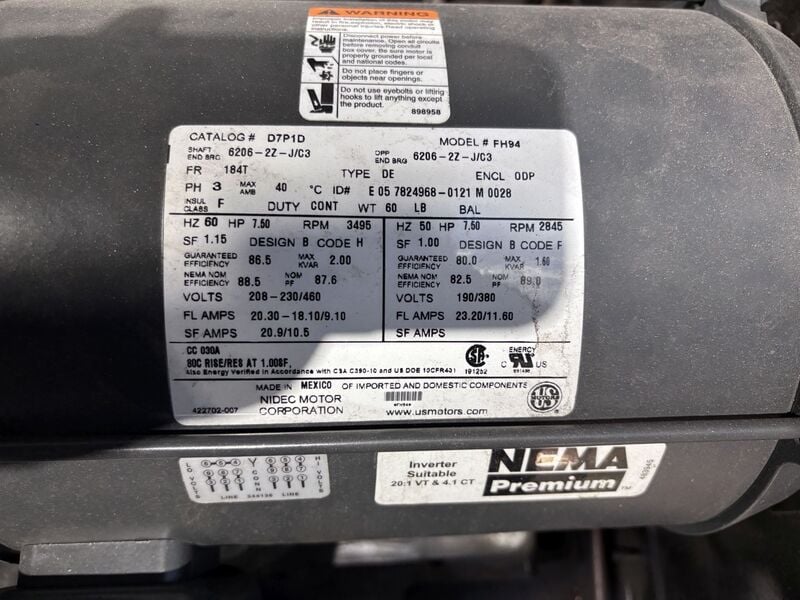 7.5 HP Campbell Hausfeld #0, horizontal tank commerical air compressor, 218 psig - Image 5