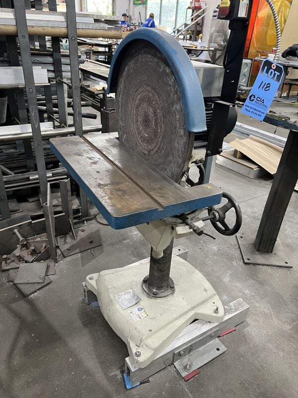 20" Burt #DS20, single phase disc grinder sander, 2 HP, T-slotted tilting cast iron table - Image 2