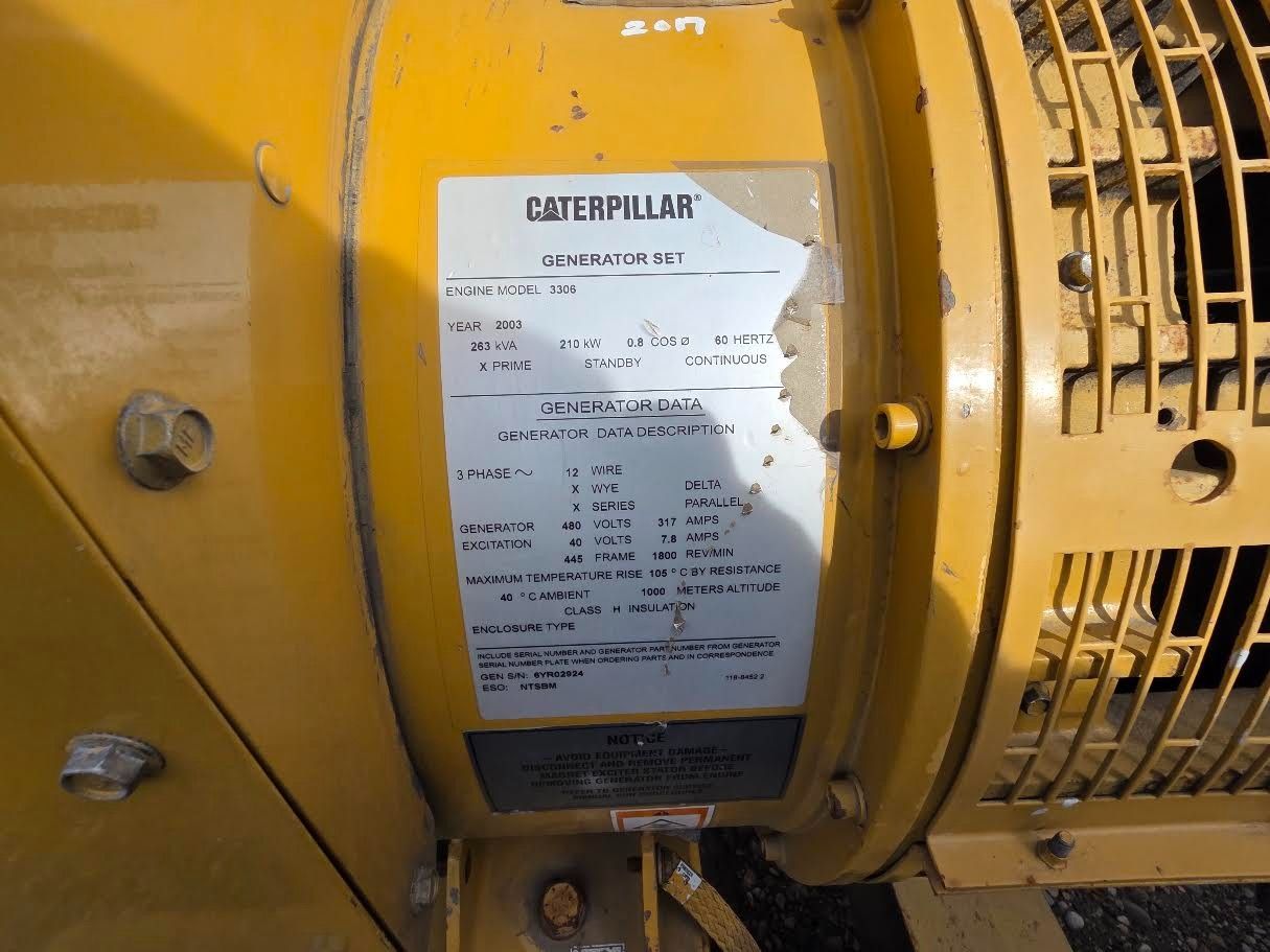 210 KW Caterpillar #3306, diesel generator set, 480 Volts, 3-phase, 2003 - Image 6