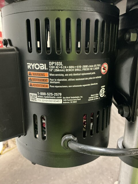 10" Ryobi #DP103L, bench drill press with laser, 610-2800 RPM, 120 VAC - Image 10