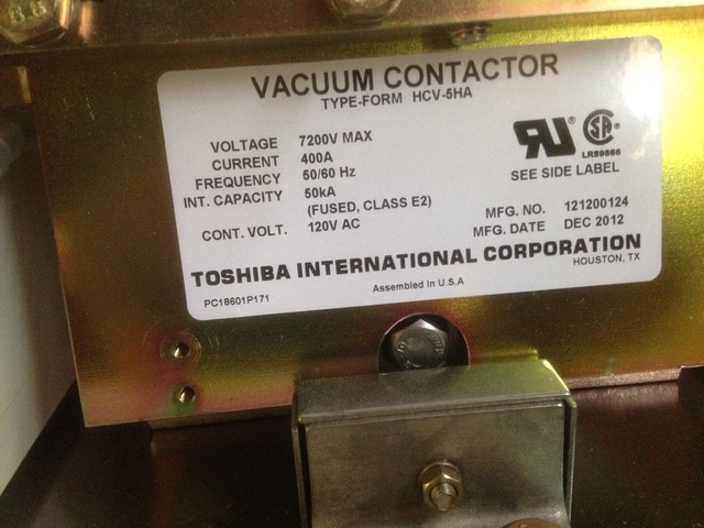 400 Amp. Toshiba, HCV-5-HA, Vacuum Contactor, 7200 Volts, 3PH, 50/60 Hz. - Image 3