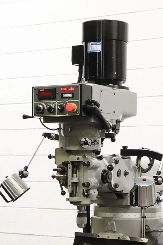 Kent #KTM-3VSF, Vertical Mill, 9" x 49" table, 3 HP, 35" X, 12" Y, 60-4500 RPM, R-8, Acu-Rite 2-Axis digital - Image 4
