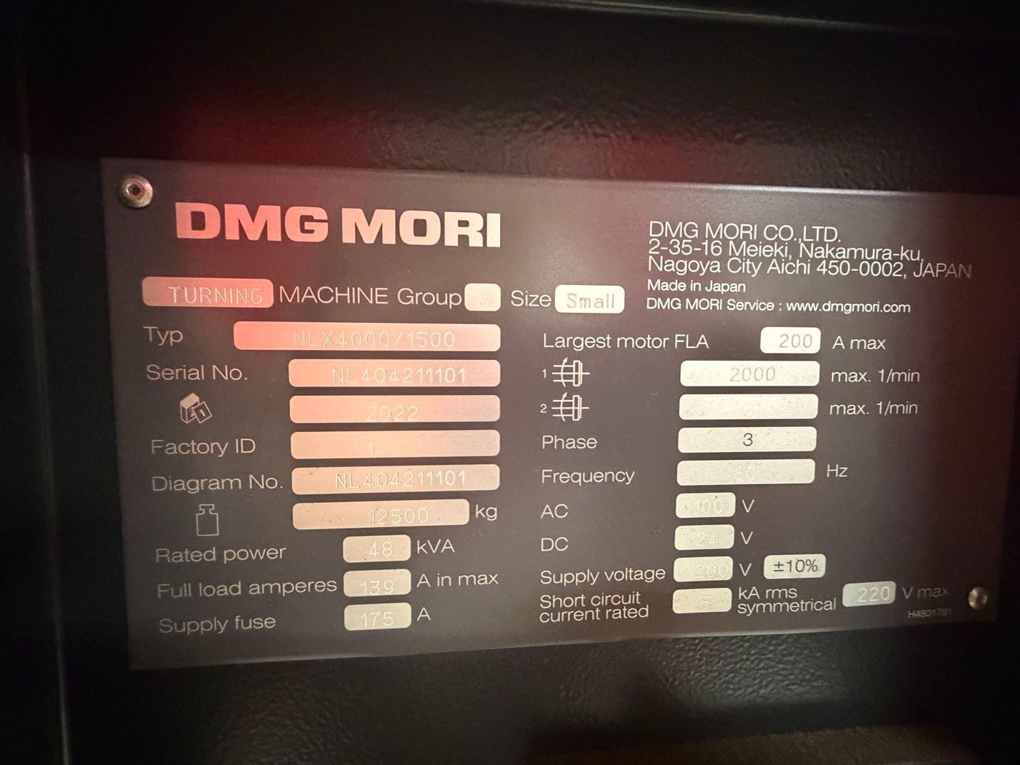 DMG, Mori #NLX-4000/1500, CNC lathe, 39.4" swing, 18" chuck, 4.6" bar, 61.1" centers, 19.6" dia., A2-15, 12 - Image 8
