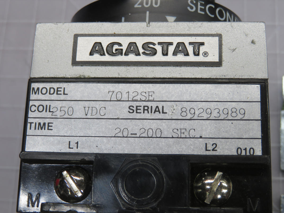 Agastat #7012SE, Time Delay Relay, 2PDT, 250 Volts DC Coil, 20-200 Sec. Delay, 10 Amp at 120 Volts AC - Image 4