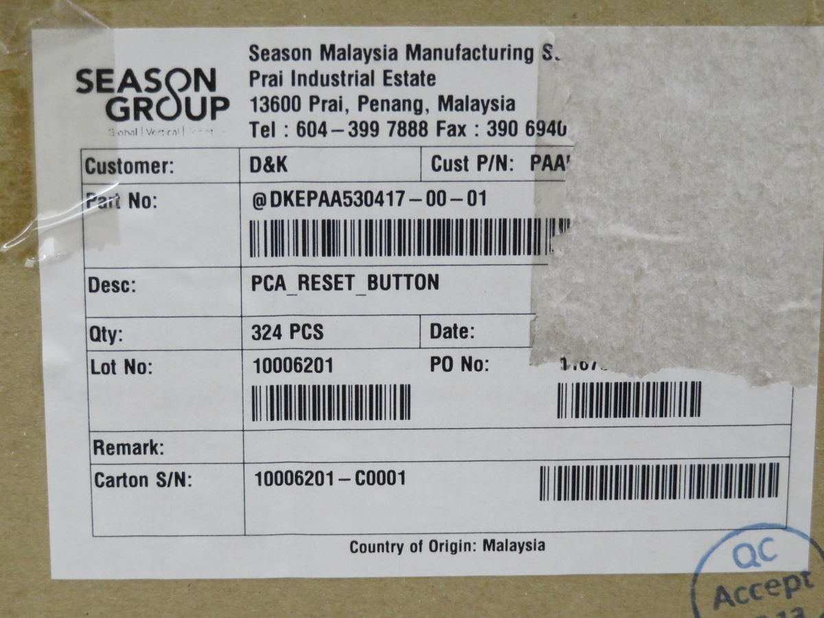 PCA #530417-00-01, Reset Buttons, DKEPAA530417-00-01, LOT of 150 - Image 5