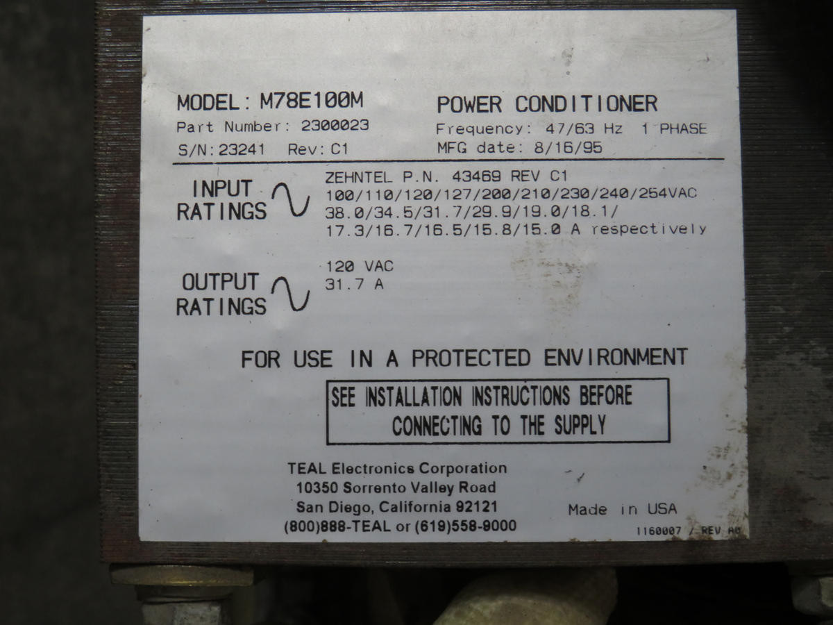 Teal #M78E100M, Power Conditioner, 120 Volts AC, 31.7 Amp - Image 7