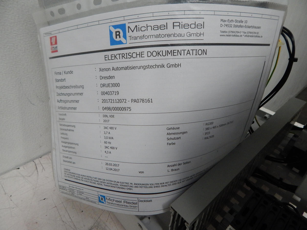 3 KVA 460 Primary, 230 Secondary, Michael Riedel #DRUE-3000, Transformer, 3 Phase - Image 4