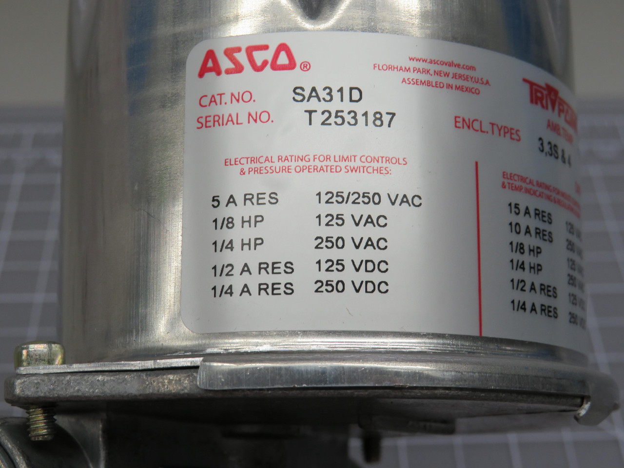 Asco #SA31D, Tri-Point Pressure Switch - Image 6