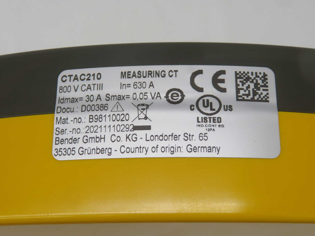 Bender #CTAC210, 8-1/4" Current Transformer for Insulation Monitoring - Image 7