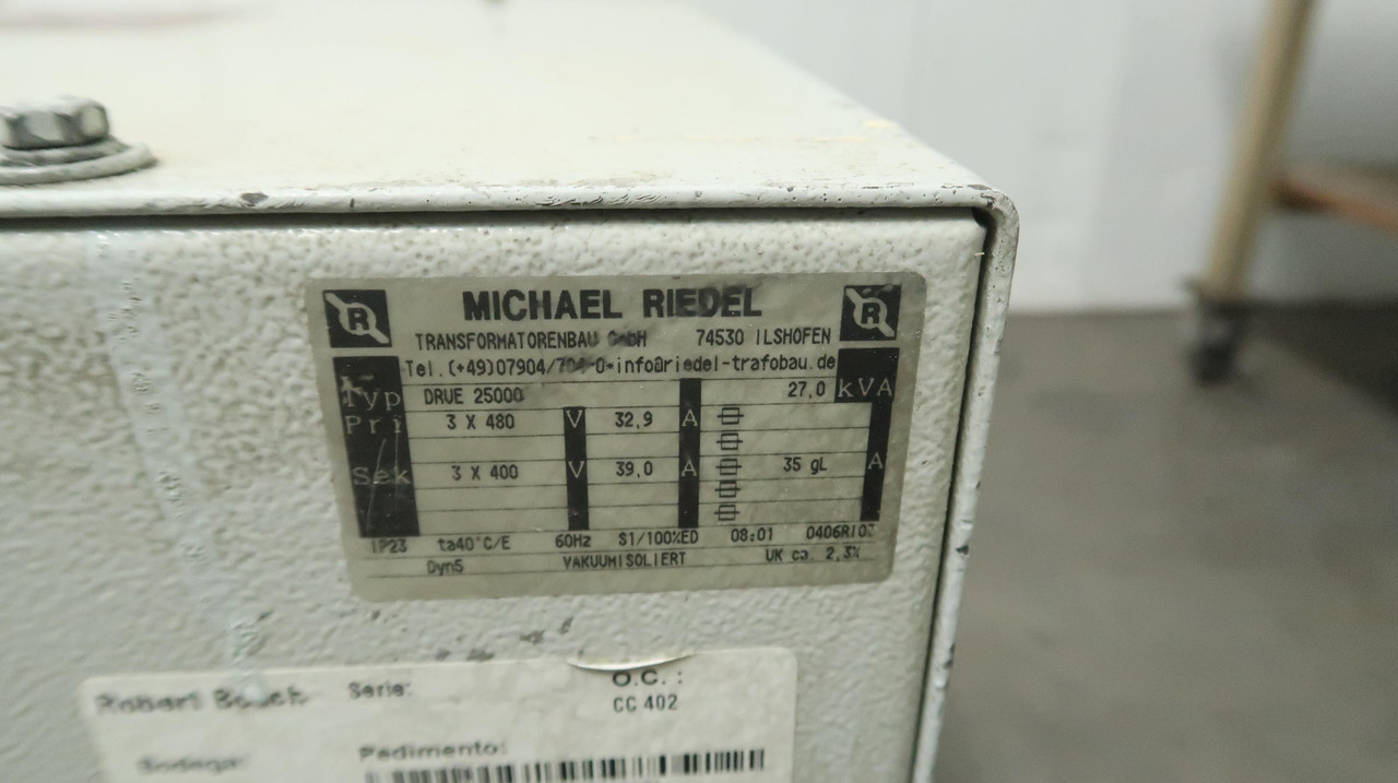 27 KVA 480 Primary, 400 Secondary, Michael Riedel #DRIVE-25000, Power Transformer, 3 Phase - Image 6