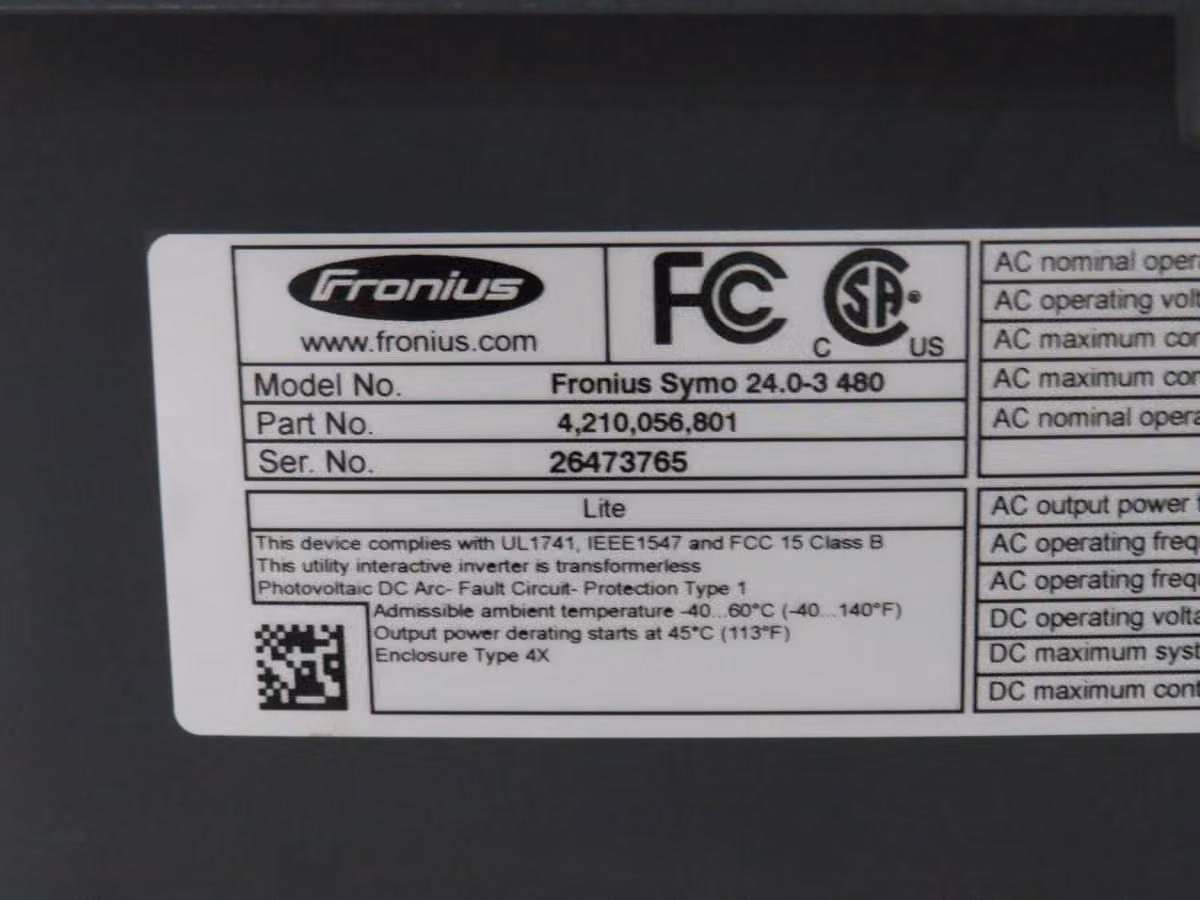 Fronius #Symo-24.0-3-480, Inverter, AS IS - Image 9