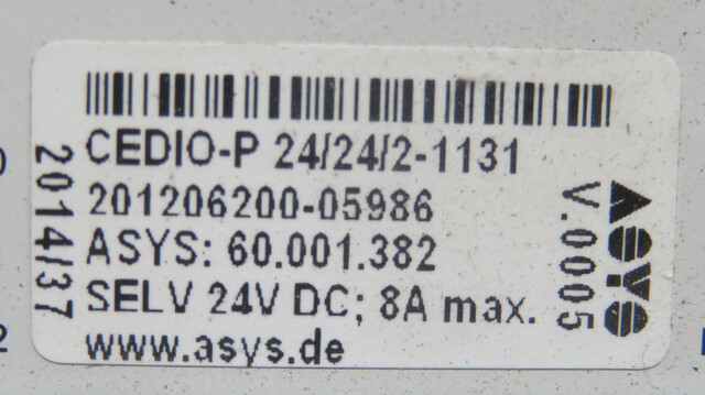 ASYS #60.001.382, PLC I/O Controller Module, CEDIO-P 24/24/2-1131 - Image 6