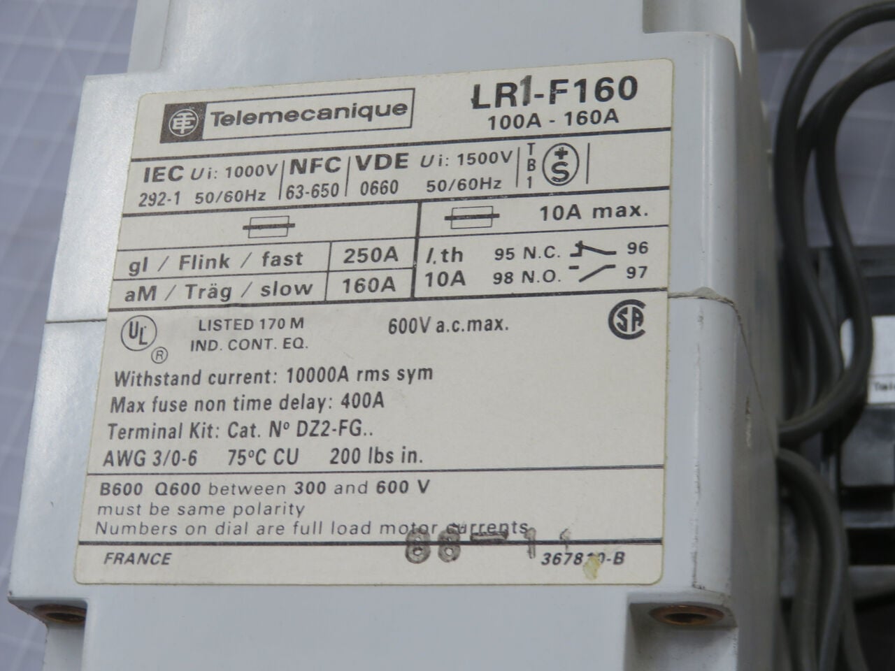 200 Amp, Telemecanique #LC1-FG43, Contactor, 3 Pole, 220-1000 Volts, 55-100 KW (2 available) - Image 6