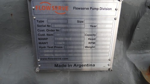 350 GPM @ 2402' TDH, Flowserve IR, 2" MSN, 8 STG, 3x8DA, 3560 RPM, #2971 - Image 2