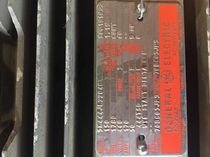 150 HP 1790 RPM General Electric, Frame 445TSD, ODP, 170 amp, 460 Volts - Image 2