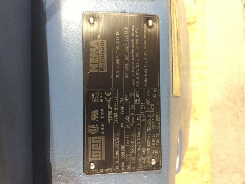 250 HP 1785 RPM Weg, Frame 504/5TSD, TEFC, 233 amp, 460 Volts - Image 2