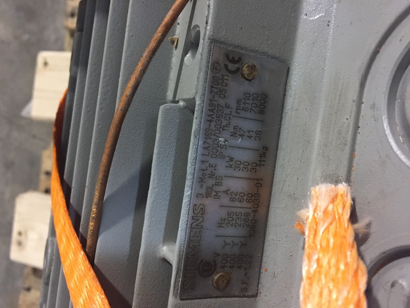 40 HP 6110 RPM Siemens, Frame 160L, TEFC, 62 amp, 400 Volts - Image 2