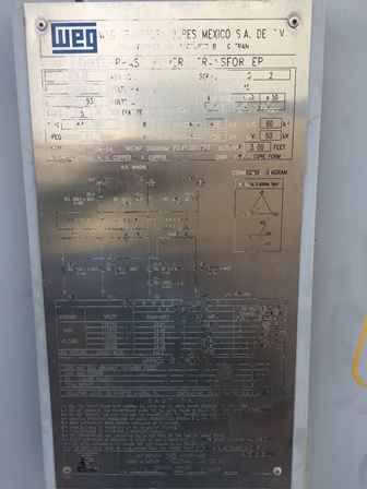 5000/6250 kVA, 115000 Delta Primary, 12000/6930 WYE Secondary, WEG Substation - Image 3