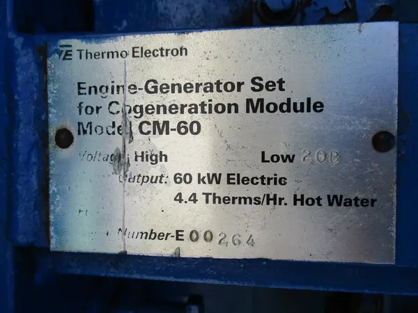 60 KW Thermo Electron #CM-60, hot water module/poratable nat.gas generator - Image 7