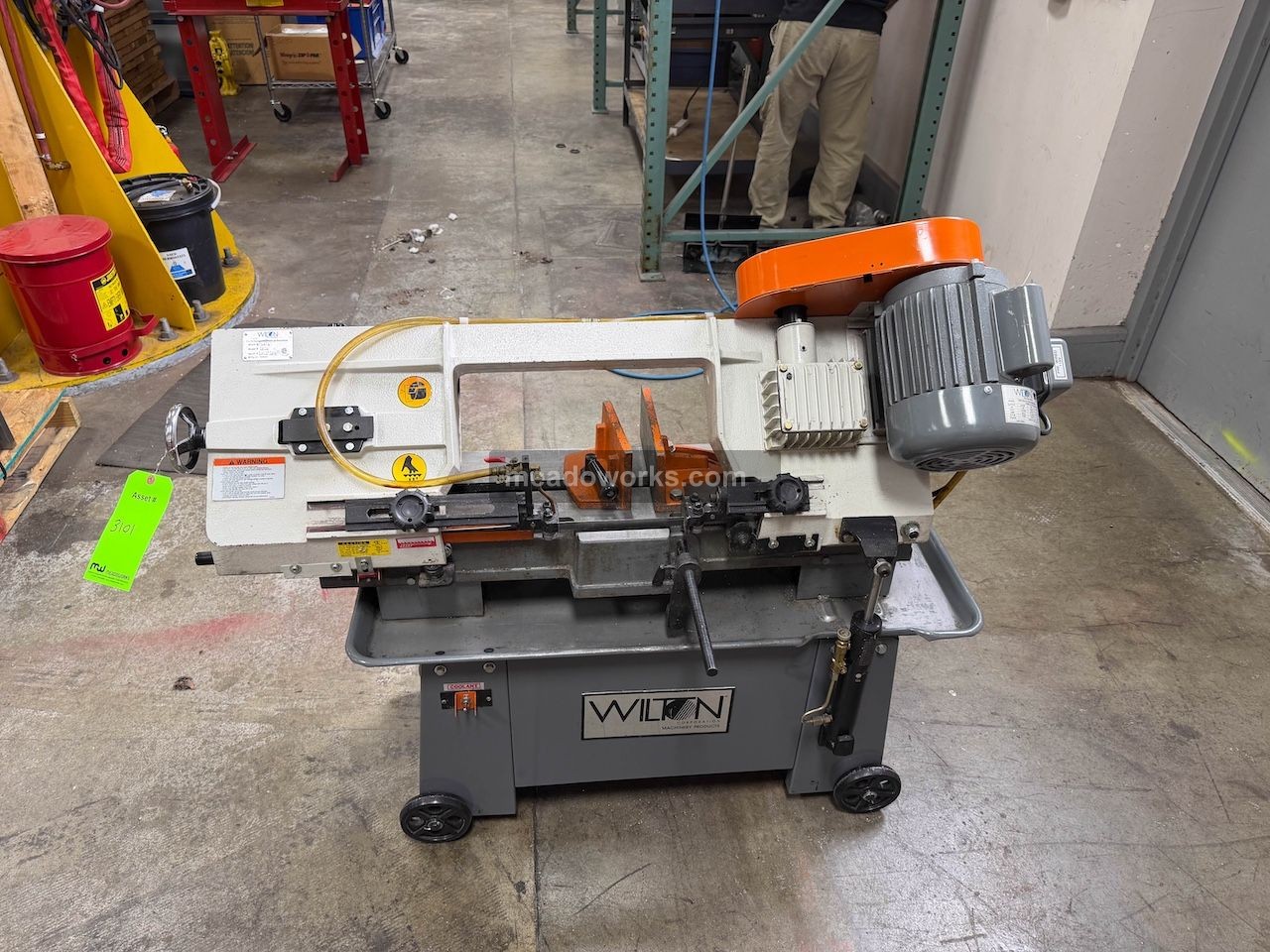 7" x 12" Wilton #3410, Horizontal/Vertical Band Saw, coolant system w/pump, swivel vise, wheeled base - Image 1