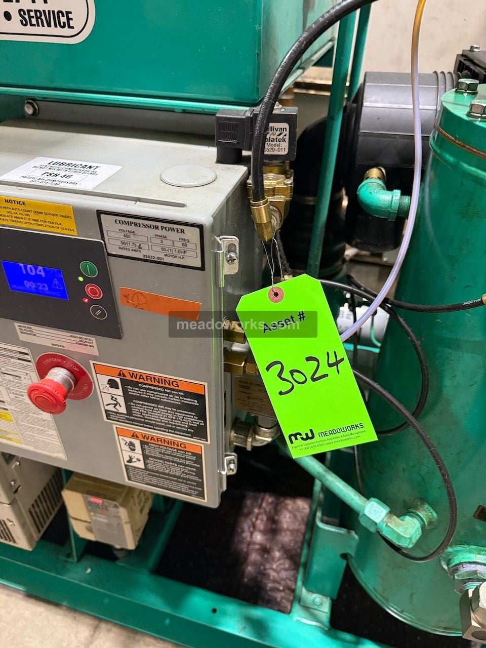 125 psig, Sullivan Palatek #50UD-VFD, Rotary Screw Air Compressor, 50 HP, 56 amps, Yaskawa A1000 variable - Image 8