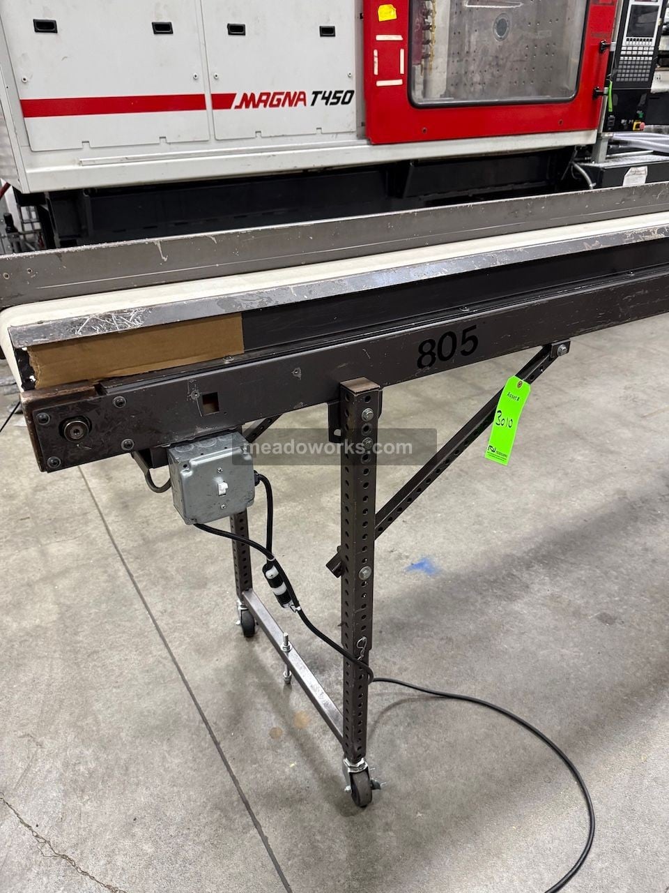 MAC, Portable Belt Conveyor, adjustable-height legs on casters, end drive w/local toggle switch, (2 available) - Image 3