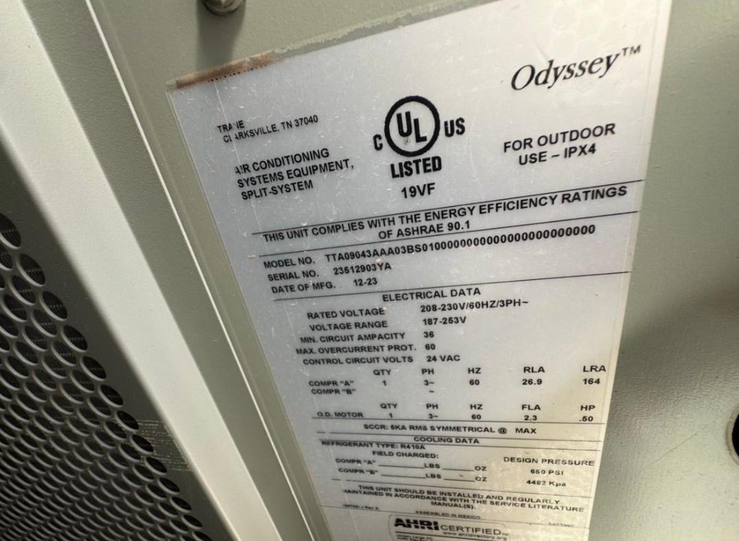 7.5 Ton, Trane #TTA09043AAA03BS0100000, Condenser, R410A refrigerant, single circuit, 208/230 Volt, 3PH, 60 - Image 4