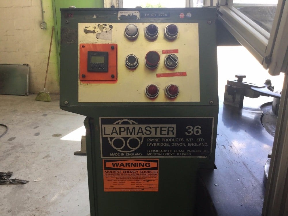 36" Lapmaster, open face style, 3 rings (14-1/2" ID), cycle timer, slurry pump, nice shape, 1990 - Image 3
