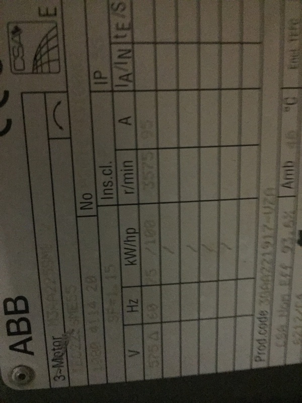 100 HP 3575 RPM ABB, Frame 225S, TEFC, 95 amps, 575 Volts - Image 5