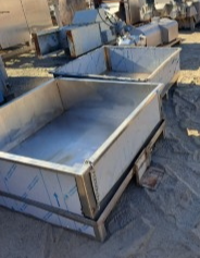 20 cu.ft., Square Bin, Stainless Steel, 48" x 48" x 16" deep, open top, flat bottom, 48" x 16" hinged side - Image 1