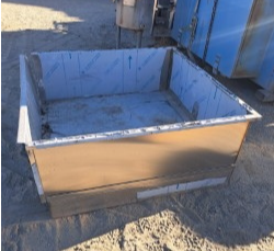 20 cu.ft., Square Bin, Stainless Steel, 48" x 48" x 16" deep, open top, flat bottom, 48" x 16" hinged side - Image 2