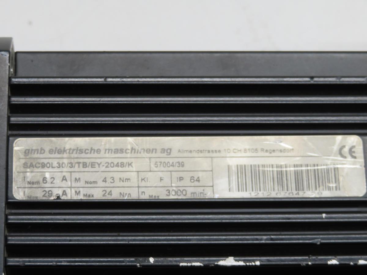 1.35 kW GMB #SAC90L30/3/TB/EY-2048/K, AC Servo Motor, 3000 RPM, 4.3-25 Nm (2 available) - Image 6