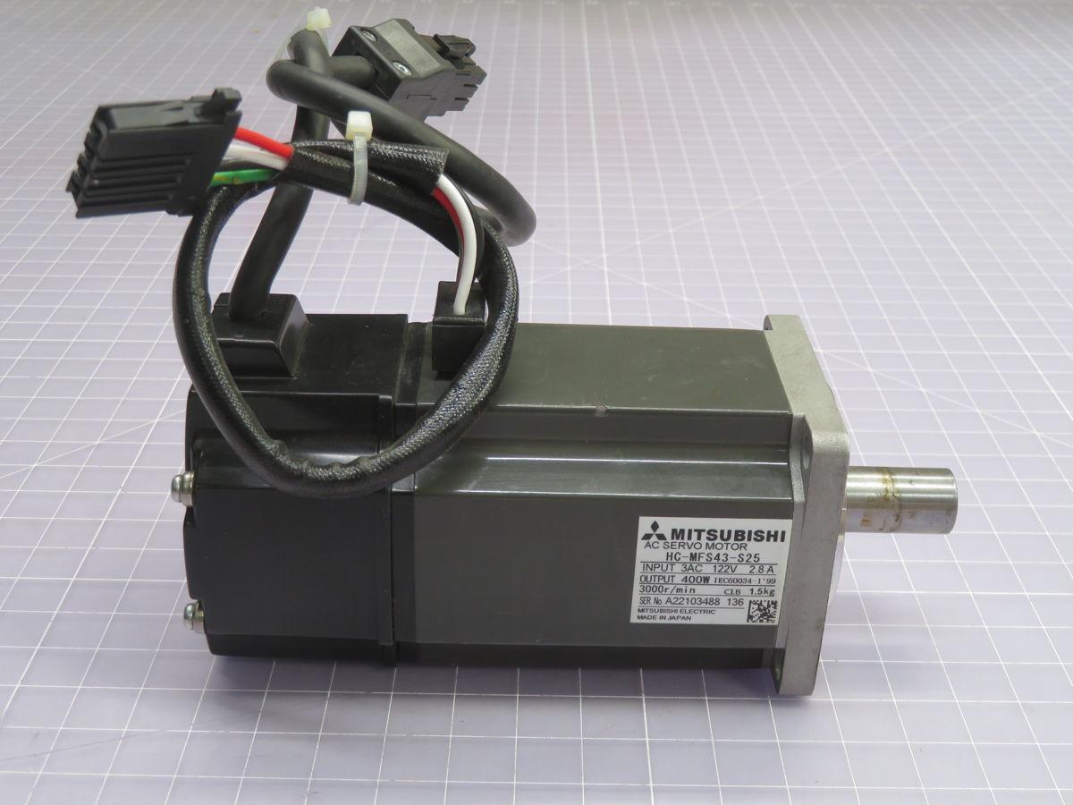 0.4 kW Mitsubishi #HC-MFS43-S25, AC Servo Motor, 3000 RPM, 122 Volts (3 available) - Image 3