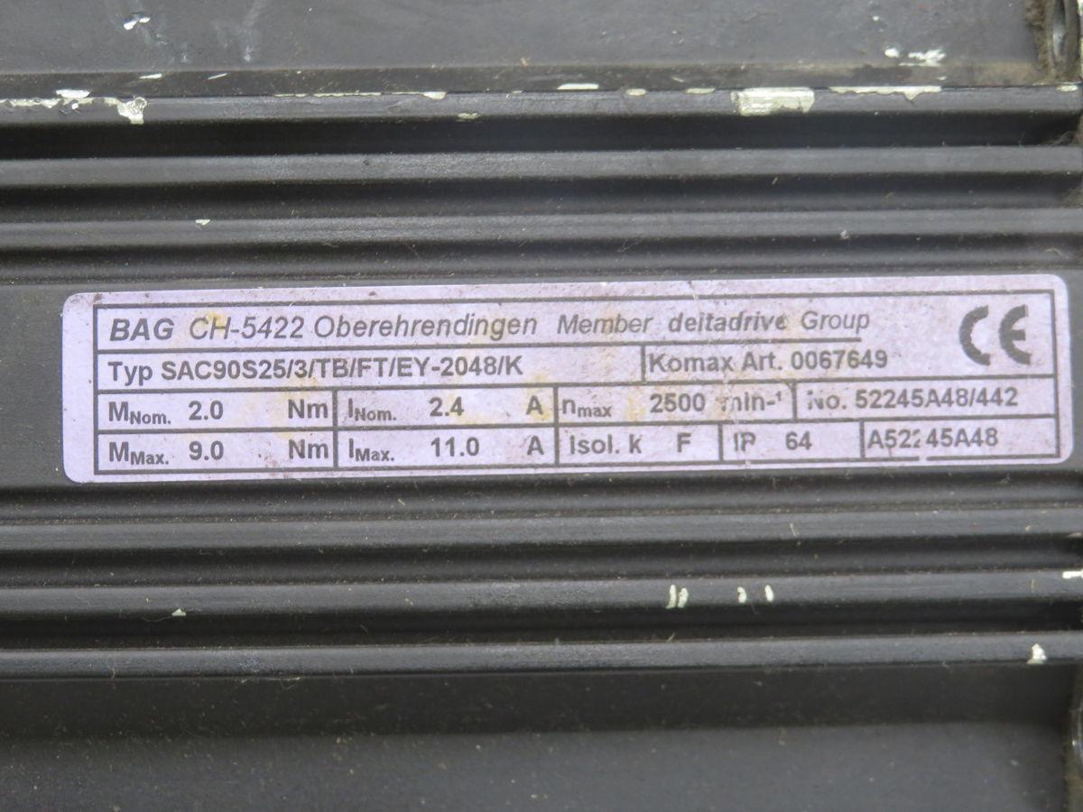 BAG #SAC90S25/3/TB/FT/EY-2048/K, AC Servo Motor, 2-9 Nm (4 available) - Image 1