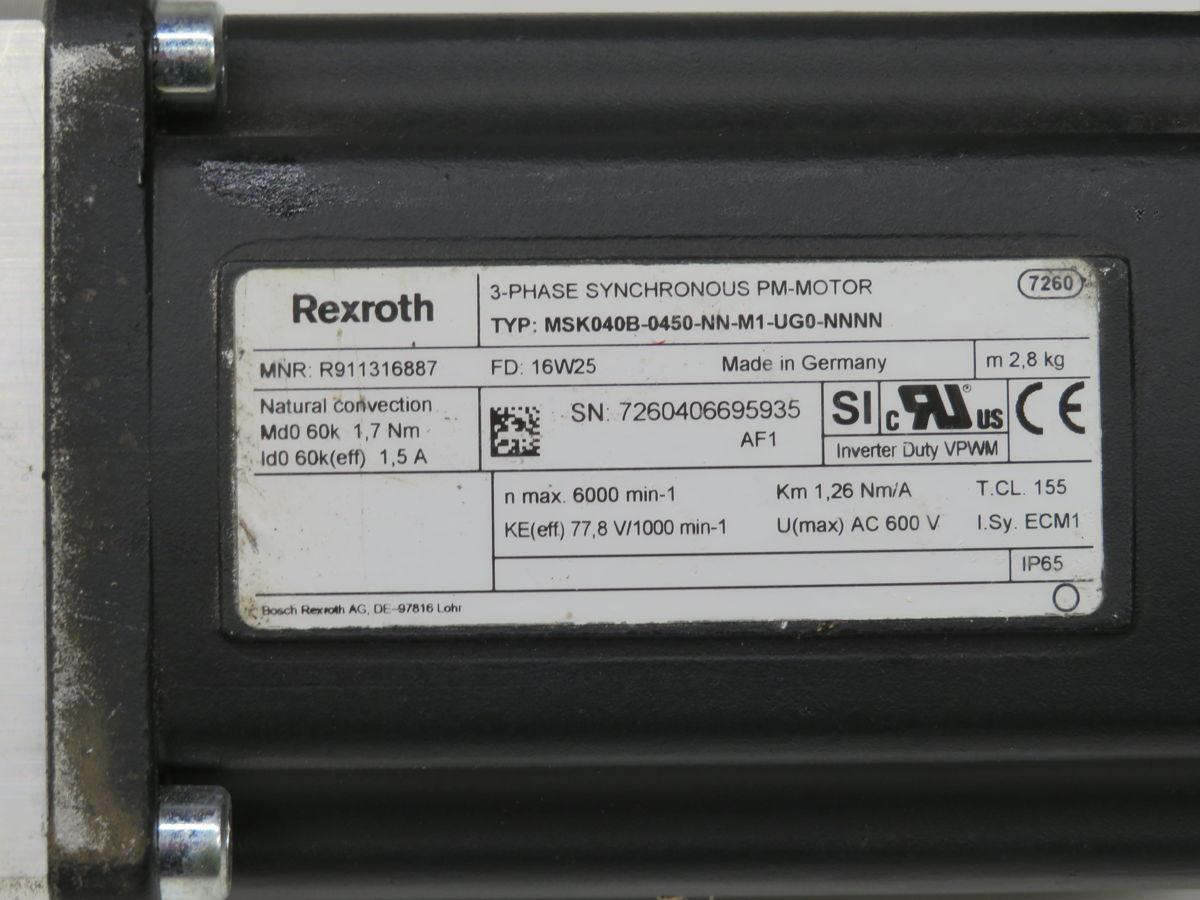 Rexroth #R911316887, Servo Motor, 9000 RPM, 1.5 Nm, 600 Volts (2 available) - Image 4