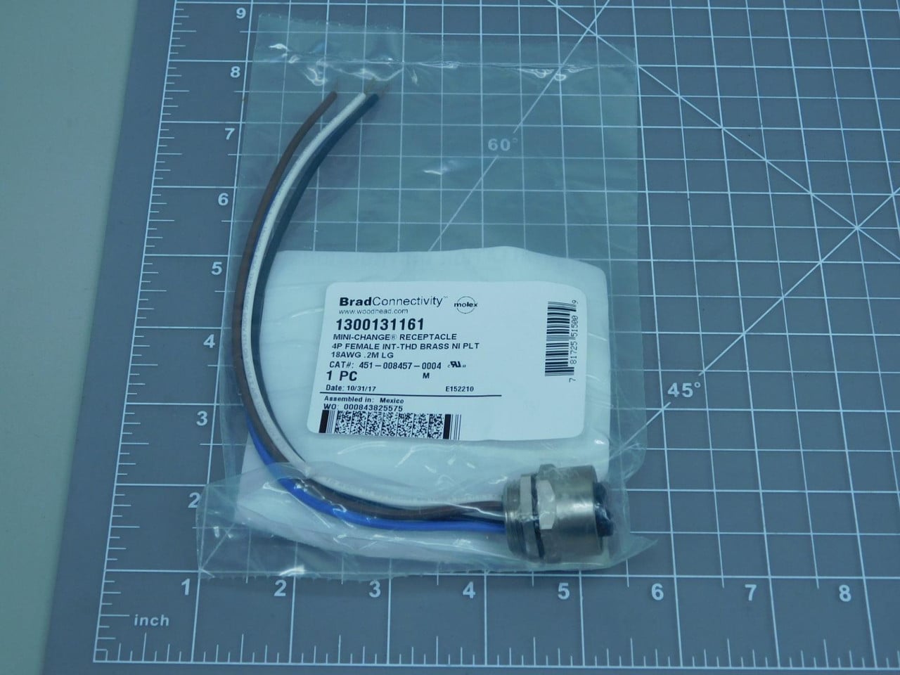 Molex #1300131161, Brad Connectivity Mini-Change Receptacle 4P Female Int-Thd Bra, LOT of 120 - Image 3