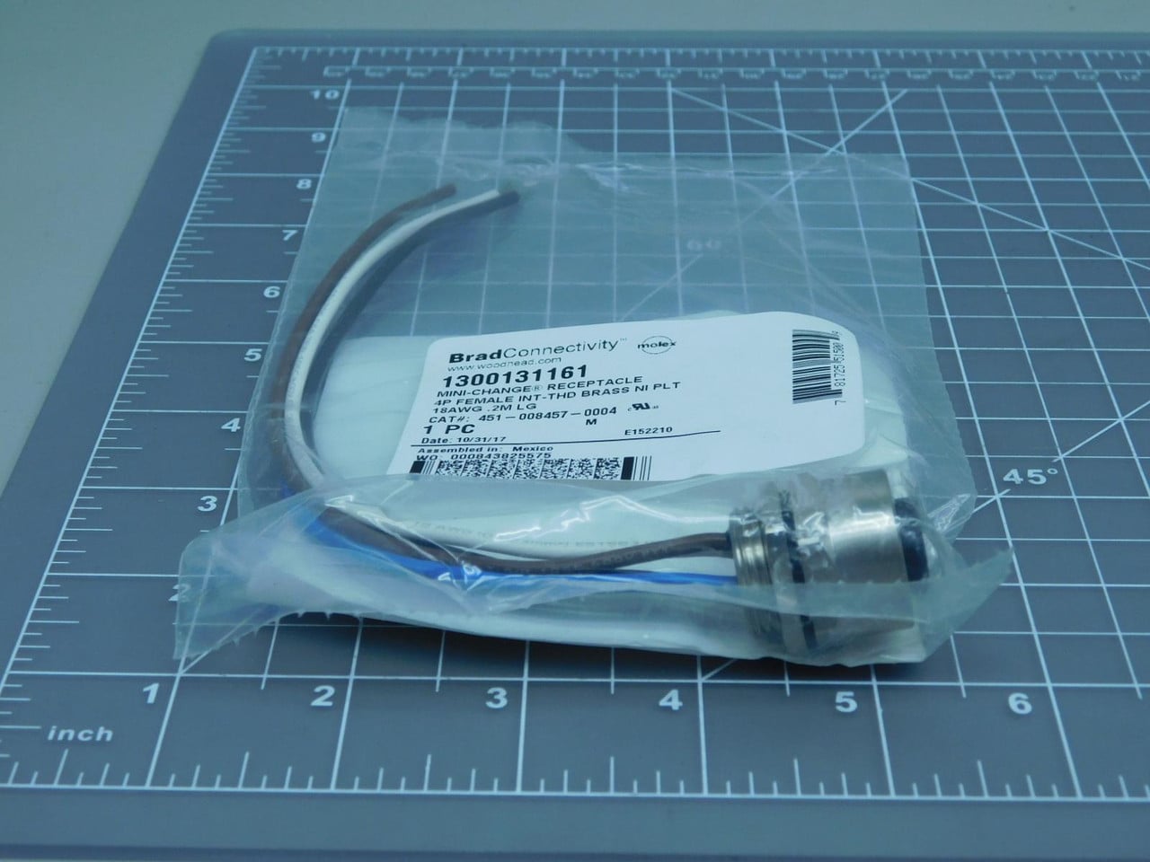 Molex #1300131161, Brad Connectivity Mini-Change Receptacle 4P Female Int-Thd Bra, LOT of 120 - Image 4