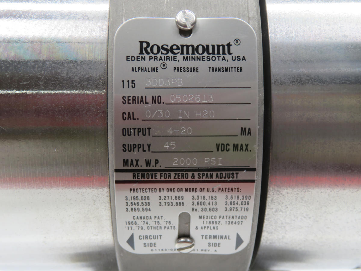 Rosemount #0/30, In H20 Pressure Transmitter - Image 3