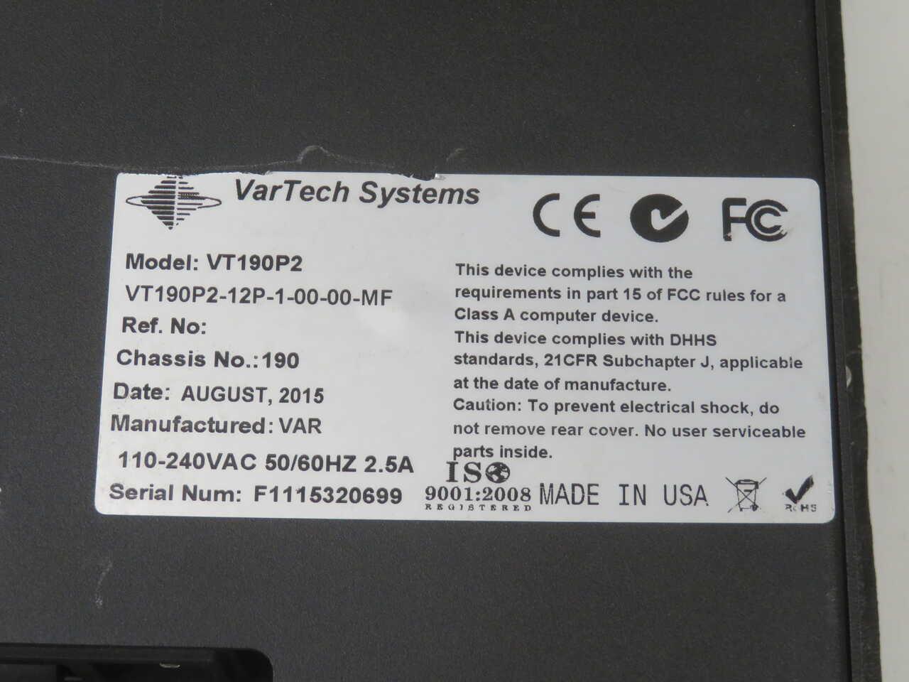 Vartech #VT190P2, Operator Interface LCD Display - Image 8
