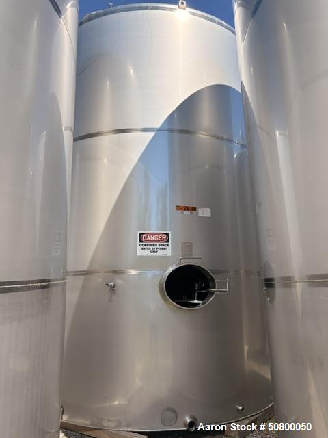 10,380 gallon JBF, Vertical Storage Tank, 304 Stainless Steel, food grade, 132" ID x 176-1/2" straight side - Image 1