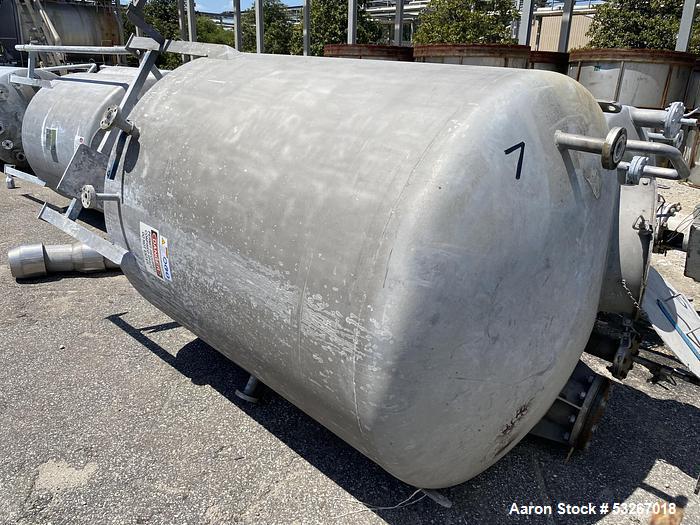 1050 gallon Circleville Metal Works, Vertical Tank, 304 Stainless Steel, 66" diameter x 72" straight side - Image 1