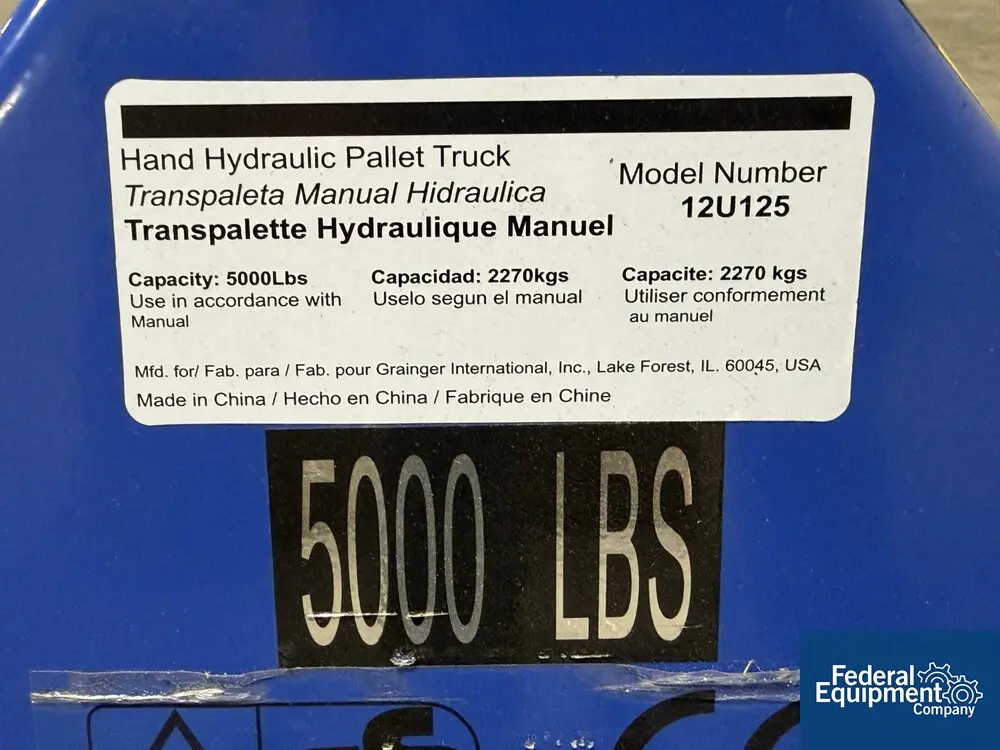 5,000 lb. GS #12U125, Pallet Jack, hand pump - Image 2