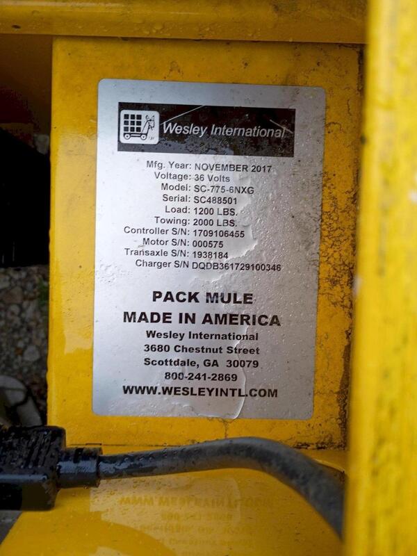 1,200 lb. Pack Mule #SC-775-6NXG, electric stock chaser cart, 2,000 lb. tow capacity, 36 V., 48" x 31.5" - Image 3