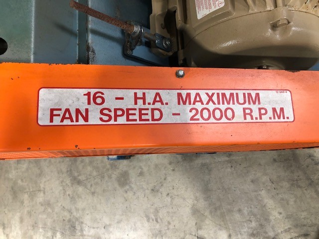 Forsberg #16HA, belt driven industrial fan, 16" inlet & outlet, 15 HP Baldor, 230/460 V., 3 PH - Image 3