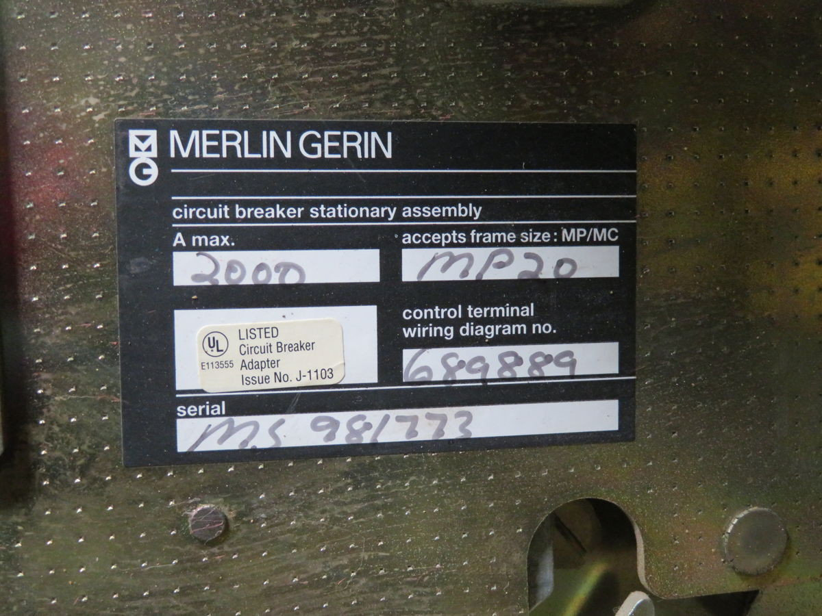 2000 Amps, Merlin Gerin #MP20, Circuit Breakers, 2000A Current, 690V AC Op V, 65KA Icu, 3/4 Pole - Image 7