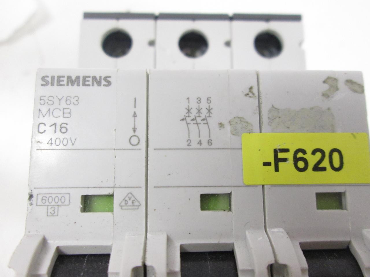 16 Amp, Siemens #5SY6316-7, Supplementary Protector 3P 16A Curve C, LOT of 6 - Image 3