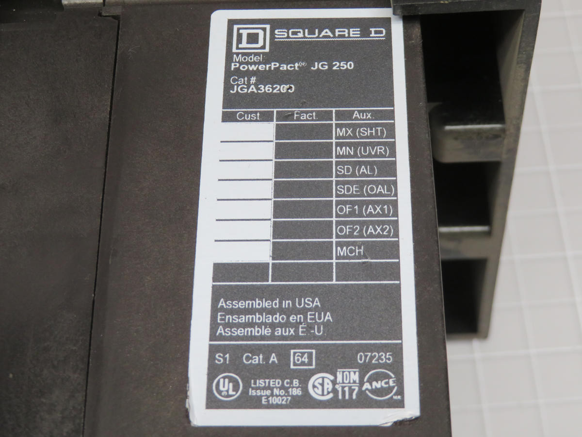 Square D #250, Powerpact Jg Circuit Breaker 240V 50-60 HZ - Image 4